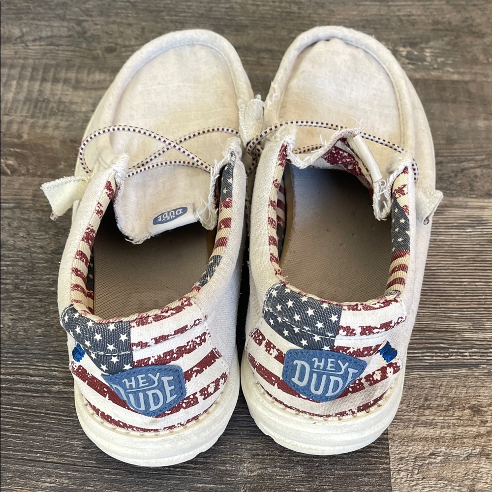 Hey Dude Men’s Patriotic Wally’s Slip-On Sneakers - Cream and Red